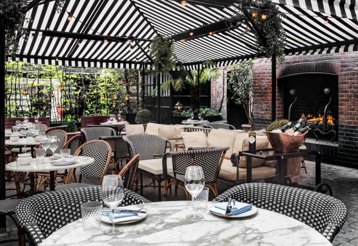Fremantle Urban® Entrance Canopy incorporating Parisian® top awning for Chiltern Firehouse, Marylebone